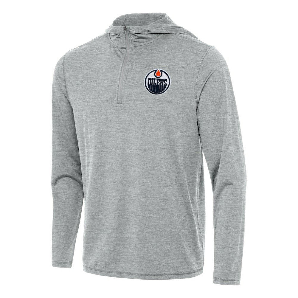 Edmonton Oilers - Antigua Tidy Quarter-Zip Hoodie Heather Gray