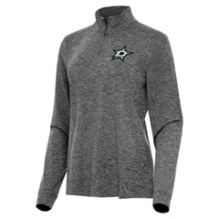 Dallas Stars - Antigua Women's Mentor Quarter-Zip Mock Long Sleeve Top Heather Black