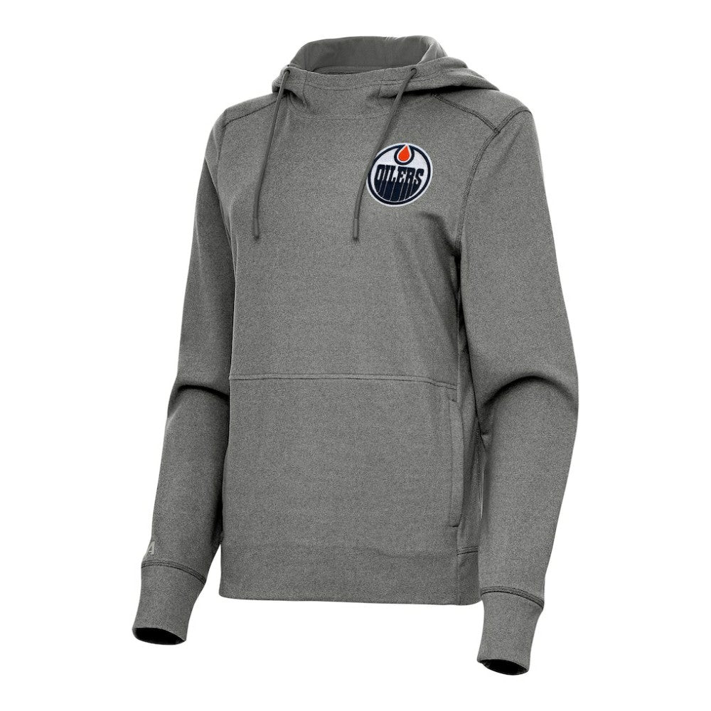 Edmonton Oilers - Antigua Women's Justice Pullover Hoodie Heather Black
