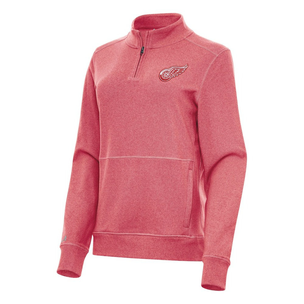 Detroit Red Wings - Antigua Women's Crush Quarter-Zip Fleece Sweatshirt Heather Red