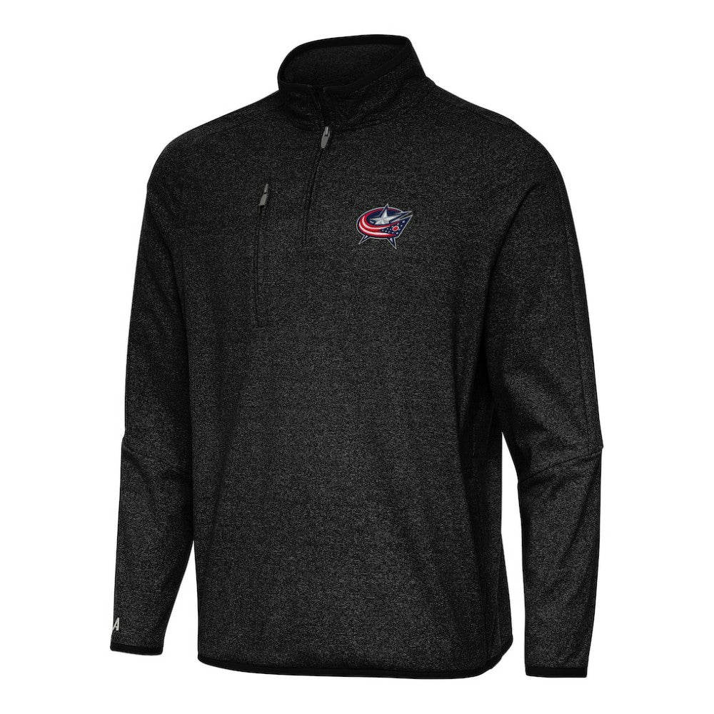 Columbus Blue Jackets - Antigua Certain Quarter-Zip Tri-Blend Sweatshirt Heather Black