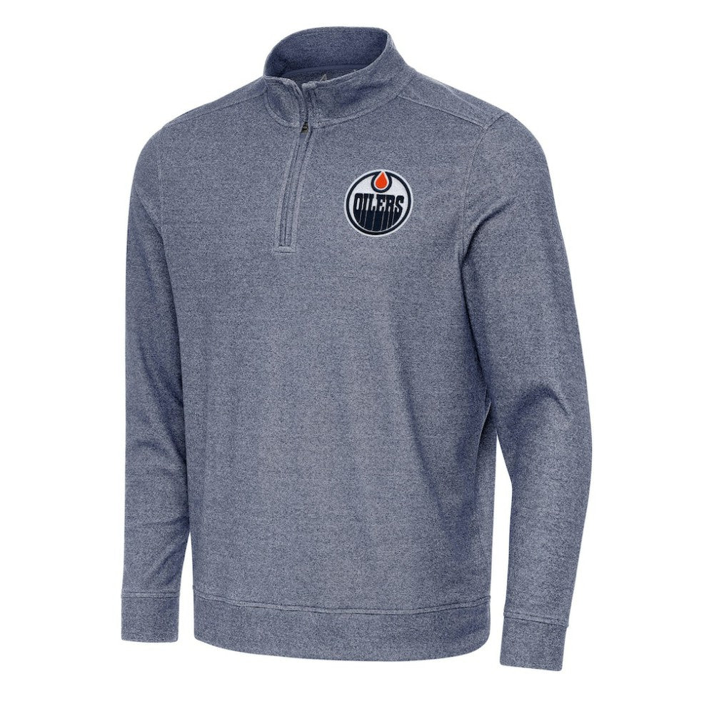 Edmonton Oilers - Antigua Subtle Quarter-Zip Sweatshirt Heather Navy
