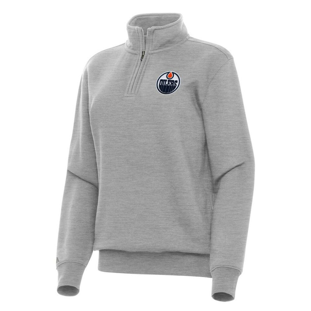 Edmonton Oilers - Antigua Women's Victory Quarter-Zip Sweatshirt Heather Gray