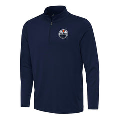 Edmonton Oilers - Antigua Reprocess Quarter-Zip Top Navy