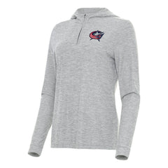 Columbus Blue Jackets - Antigua Women's Daybreak Quarter-Zip Hoodie Heather Gray