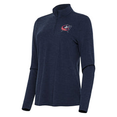 Columbus Blue Jackets - Antigua Women's Bright Quarter-Zip Top Heather Navy
