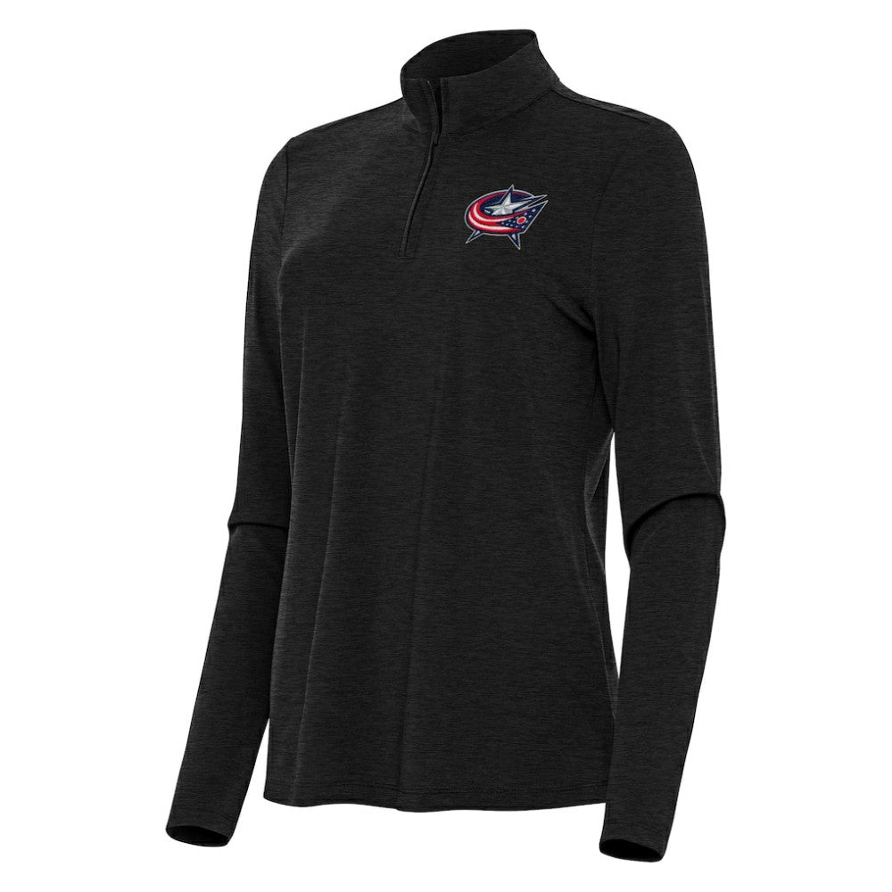 Columbus Blue Jackets - Antigua Women's Bright Quarter-Zip Top Heather Black