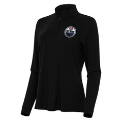 Edmonton Oilers - Antigua Women's Intent Quarter-Zip Top Black