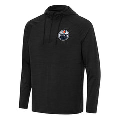 Edmonton Oilers - Antigua Spikes Quarter-Zip Hoodie Heather Black