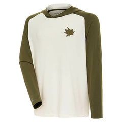 San Jose Sharks - Antigua Intrepid Sand Raglan Long Sleeve Hoodie T-Shirt Cream/Olive