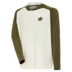 Dallas Stars - Antigua Intrepid Sand Raglan Long Sleeve Hoodie T-Shirt Cream/Olive