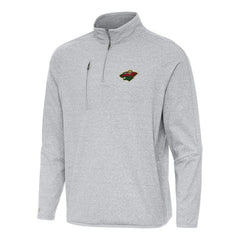 Minnesota Wild - Antigua Certain Quarter-Zip Tri-Blend Sweatshirt Heather Gray
