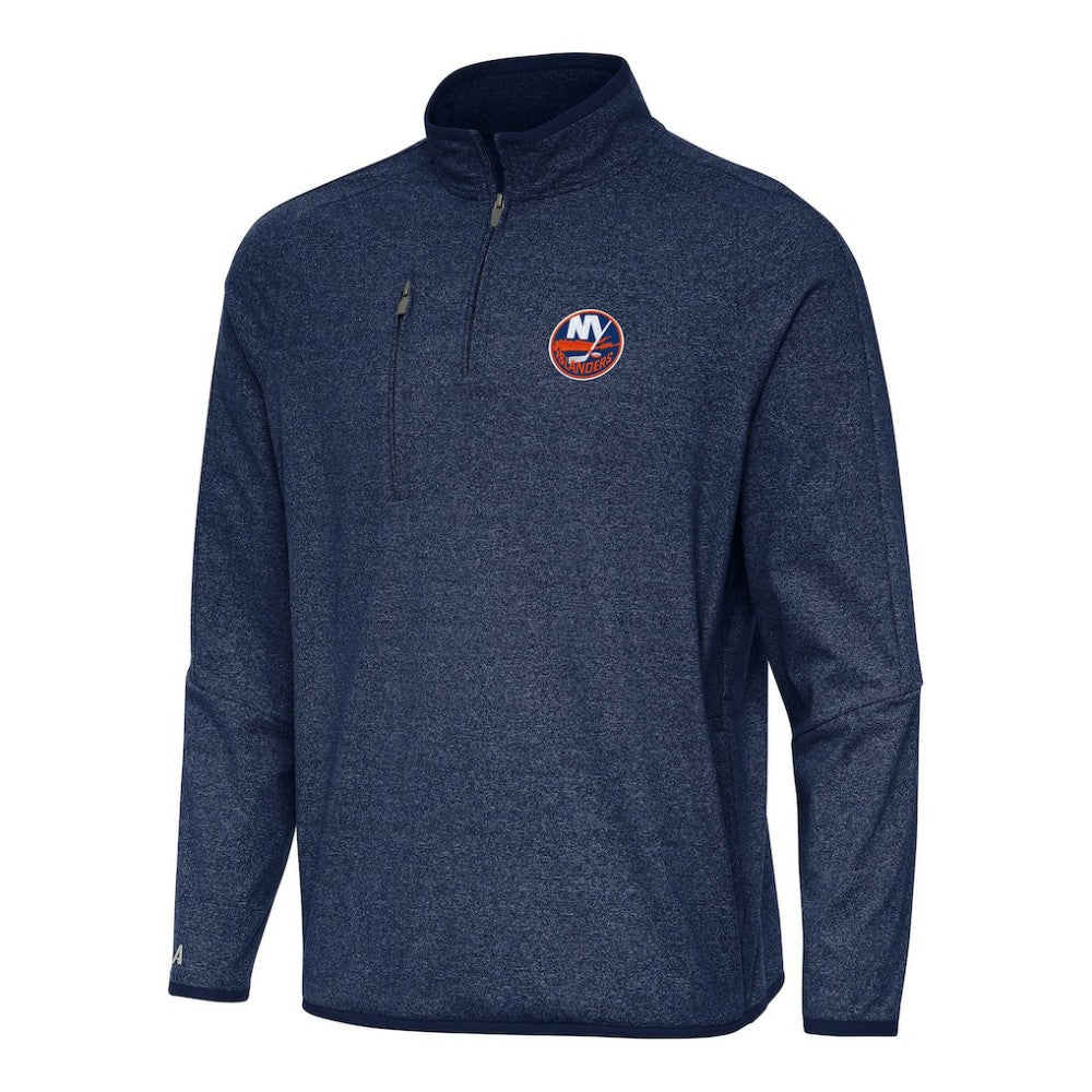 New York Islanders - Antigua Certain Quarter-Zip Tri-Blend Sweatshirt Heather Navy
