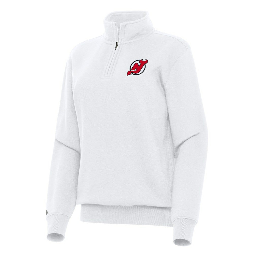 New Jersey Devils - Antigua Women's Victory Quarter-Zip Sweatshirt White