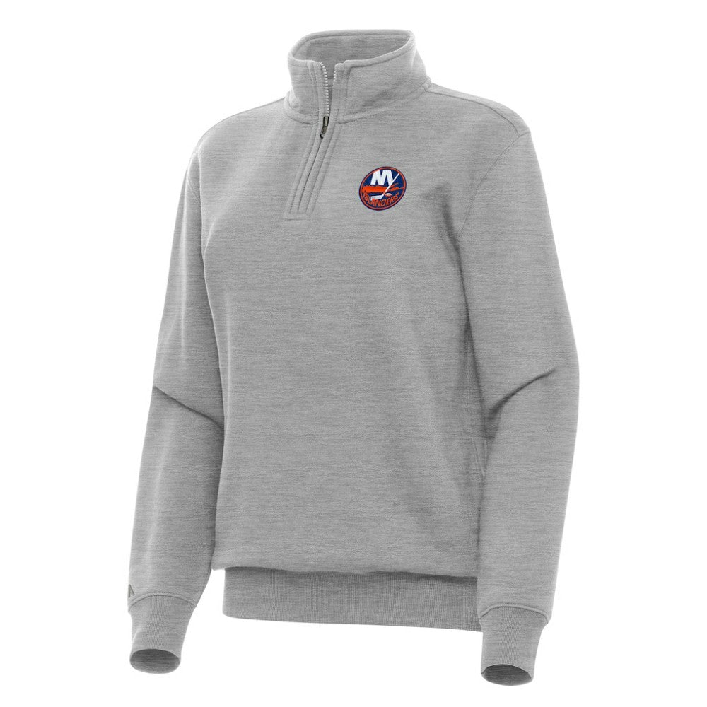 New York Islanders - Antigua Women's Victory Quarter-Zip Sweatshirt Heather Gray