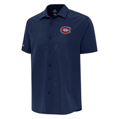 Montreal Canadiens - Antigua Activate Woven Short Sleeve Button-Up Shirt Navy