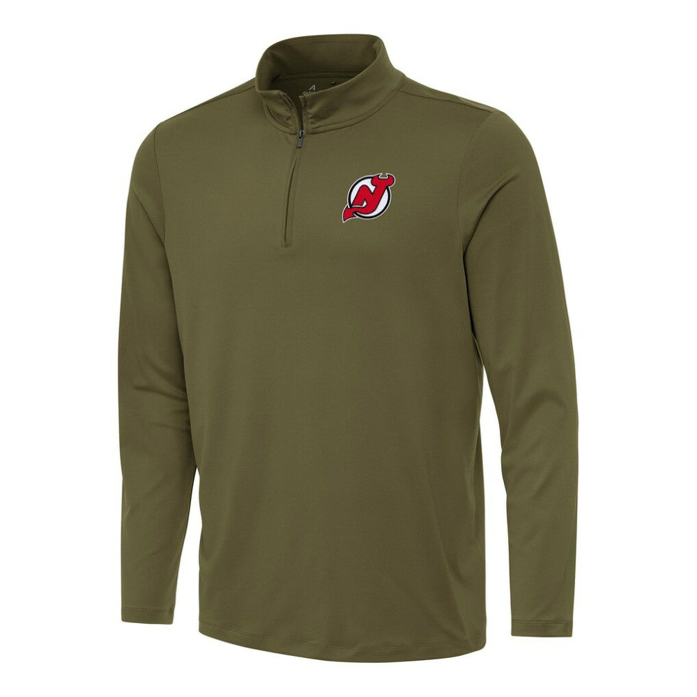 New Jersey Devils - Antigua Reprocess Quarter-Zip Top Olive