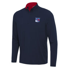 New York Rangers Antigua Content Quarter-Zip Pullover Top Navy/Red