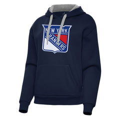 New York Rangers Antigua Women's Victory Pullover Hoodie Navy