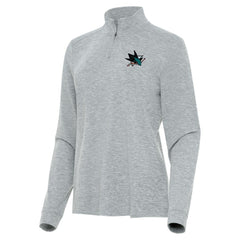 San Jose Sharks - Antigua Women's Mentor Quarter-Zip Mock Long Sleeve Top Heather Gray