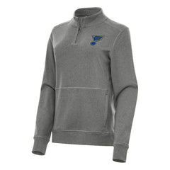 St. Louis Blues - Antigua Women's Crush Quarter-Zip Fleece Sweatshirt Heather Black