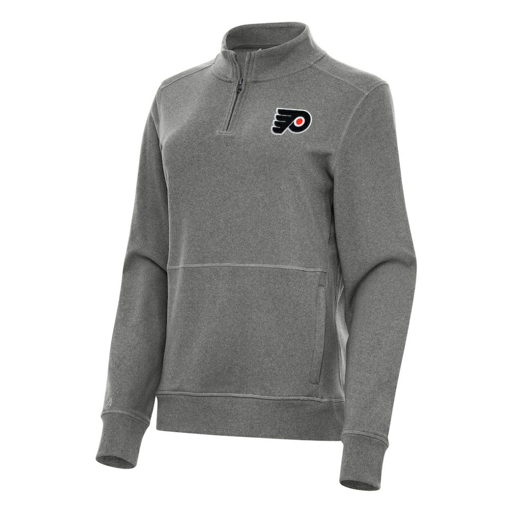 Philadelphia Flyers - Antigua Women's Crush Quarter-Zip Fleece Sweatshirt Heather Black