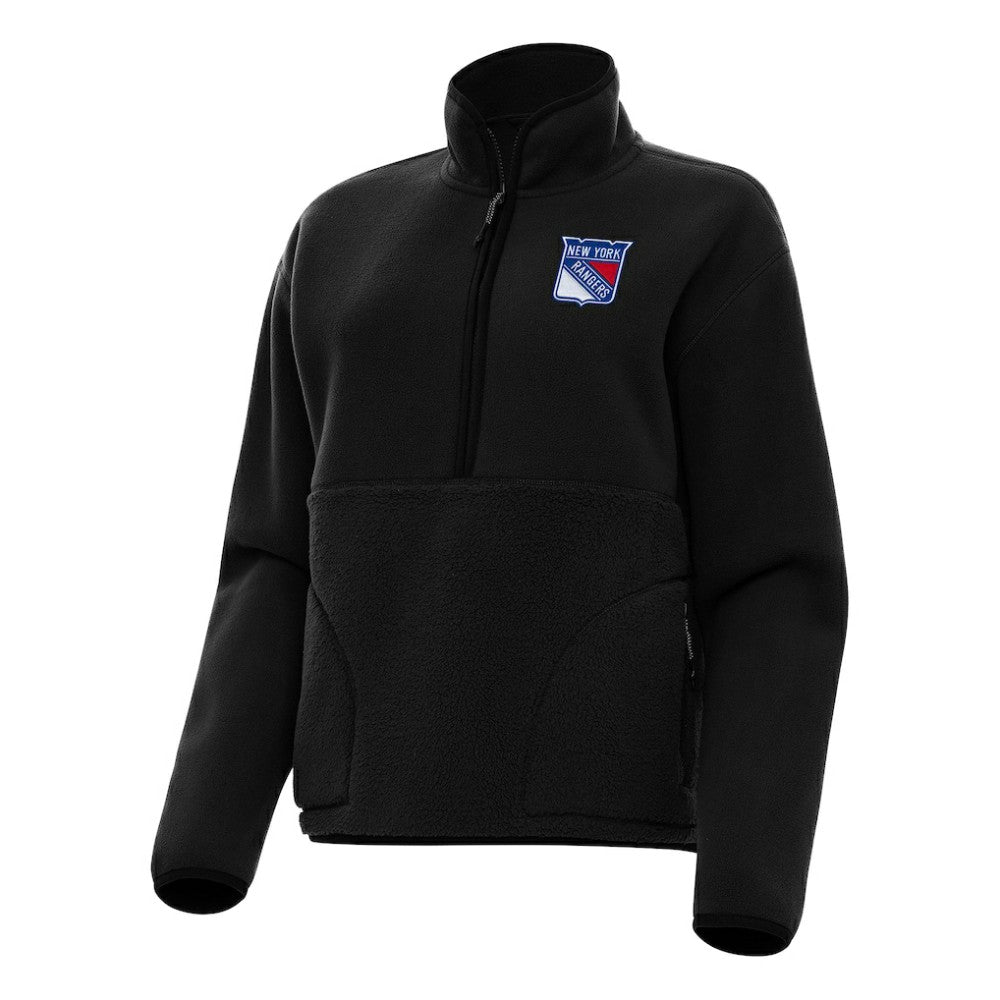 New York Rangers Antigua Women's Figure Half-Zip Pullover Sweatshirt Black