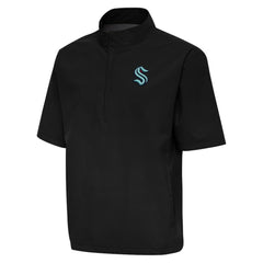 Seattle Kraken Antigua Brisk Quarter-Zip Windbreaker Black