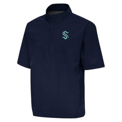 Seattle Kraken Antigua Brisk Quarter-Zip Windbreaker Navy