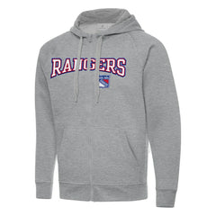 New York Rangers Antigua Big & Tall Victory Full-Zip Hoodie Heather Gray