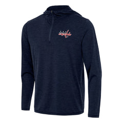 Washington Capitals Antigua Tidy Quarter-Zip Hoodie Heather Navy