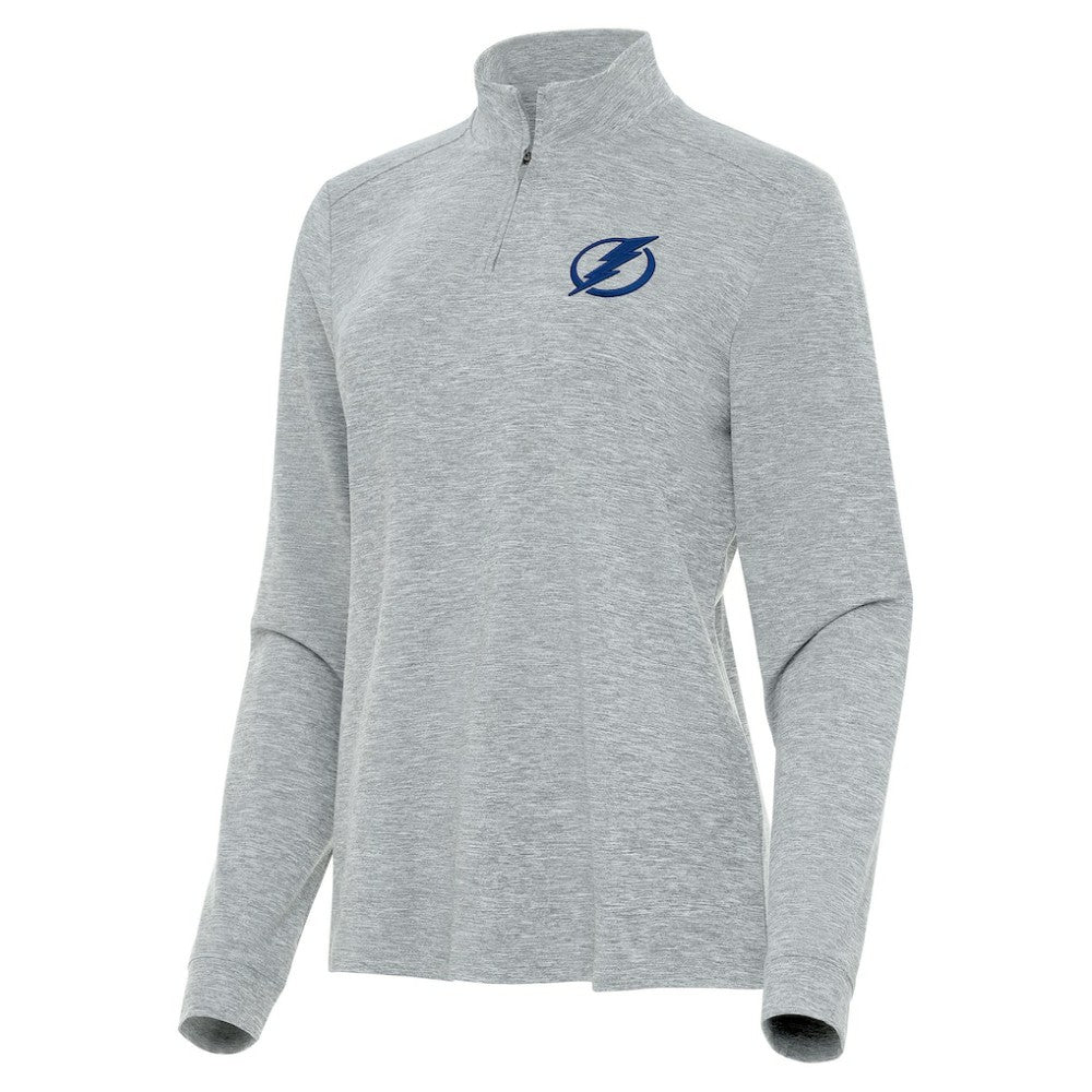 Tampa Bay Lightning - Antigua Women's Mentor Quarter-Zip Mock Long Sleeve Top Heather Gray