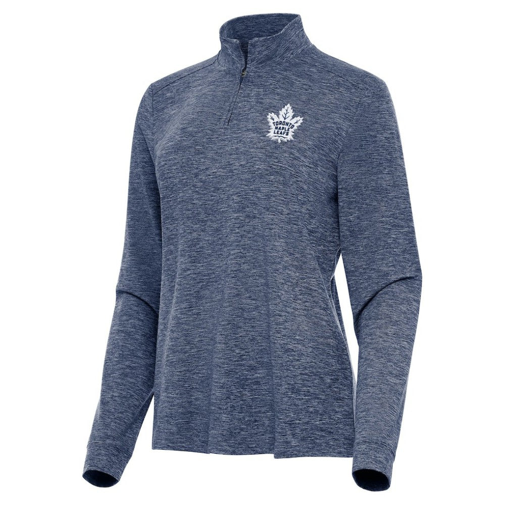Toronto Maple Leafs - Antigua Women's Mentor Quarter-Zip Mock Long Sleeve Top Heather Navy