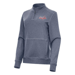 Washington Capitals Antigua Women's Crush Quarter-Zip Fleece Sweatshirt Heather Navy