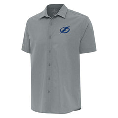 Tampa Bay Lightning - Antigua Activate Woven Short Sleeve Button-Up Shirt Gray