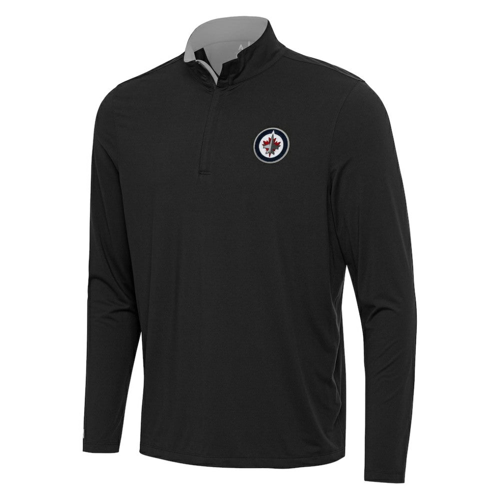 Winnipeg Jets - Antigua Content Quarter-Zip Pullover Top Black/Gray