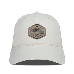 Tampa Bay Lightning - Men's Levelwear Faux Leather Patch Unstructured Adjustable Hat Cream