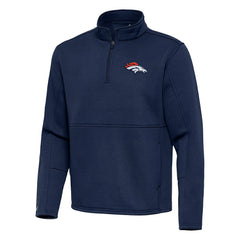Denver Broncos Antigua Twist Quarter-Zip Pullover Jacket Navy - NFL
