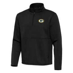 Green Bay Packers Antigua Twist Quarter-Zip Pullover Jacket Black - NFL