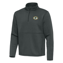 Green Bay Packers Antigua Twist Quarter-Zip Pullover Jacket Pewter - NFL