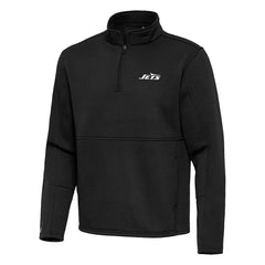 New York Jets Antigua Twist Quarter-Zip Pullover Jacket Black - NFL