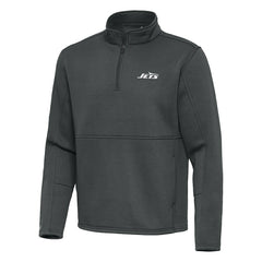 New York Jets Antigua Twist Quarter-Zip Pullover Jacket Pewter - NFL