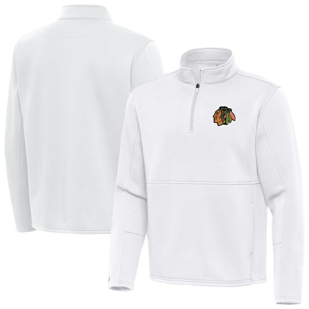 Chicago Blackhawks Antigua Twist Quarter-Zip Pullover Jacket White