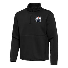 Edmonton Oilers - Antigua Twist Quarter-Zip Pullover Jacket Black