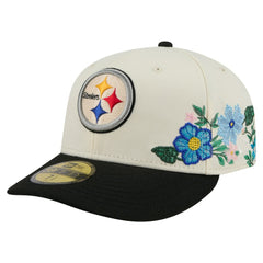 Pittsburgh Steelers New Era Tonal Floral 59FIFTY Fitted Hat Cream/Black - NFL