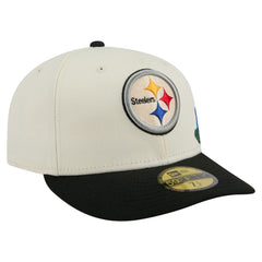 Pittsburgh Steelers New Era Tonal Floral 59FIFTY Fitted Hat Cream/Black - NFL