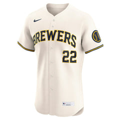 Christian Yelich Milwaukee Brewers Nike Home Elite Player Jersey Lifestyle