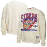 Mitchell & Ness - Philadelphia 76ers Women's Brush Bucket Pullover Sweatshirt - Cream
