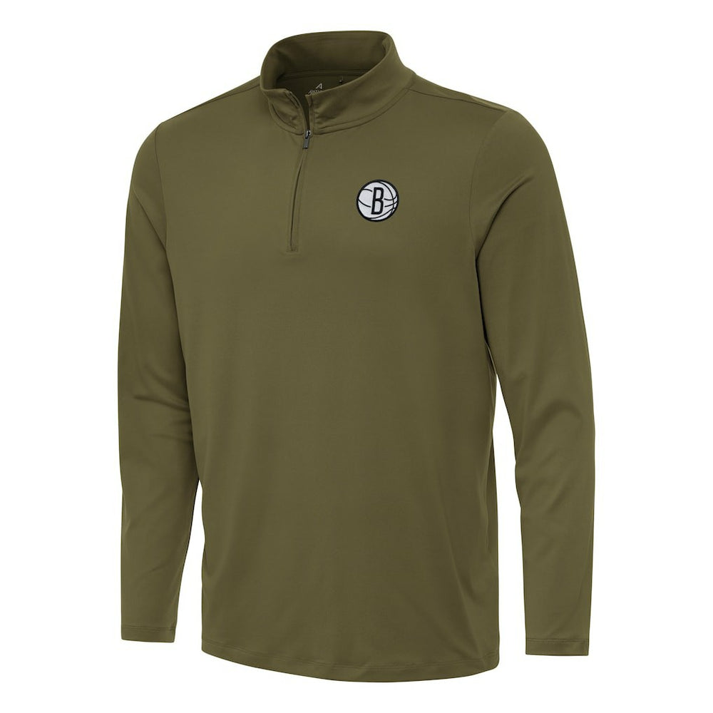 NBA - Brooklyn Nets Antigua Reprocess Quarter-Zip Top - Olive