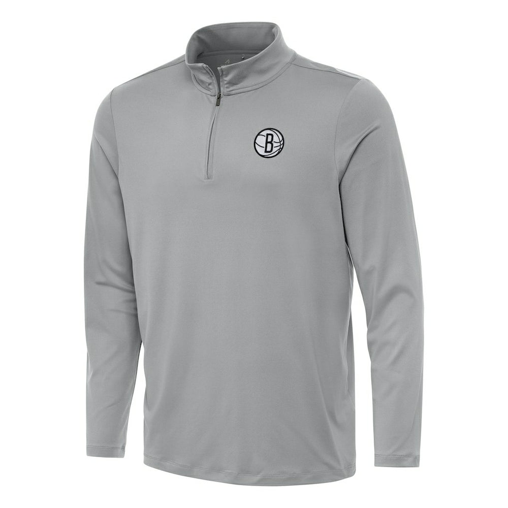 NBA - Brooklyn Nets Antigua Reprocess Quarter-Zip Top - Gray